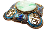Jadeite Silver Gilt And Enamel Brooch With Bats Signed Qing