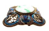 Jadeite Silver Gilt And Enamel Brooch With Bats Signed Qing