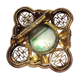 Jadeite Silver Gilt And Enamel Brooch With Bats Signed Qing