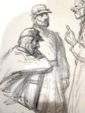 Steinlen, Théophile Alexandre Original Charcoal Drawing Soldiers Signed Circa 1900