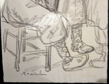 Steinlen, Théophile Alexandre Original Charcoal Drawing Soldiers Signed Circa 1900