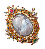 Italian Antique Gold Mounted Cameo With Inset Gems And Enamel