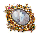 Italian Antique Gold Mounted Cameo With Inset Gems And Enamel