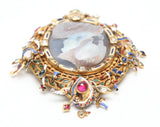 Italian Antique Gold Mounted Cameo With Inset Gems And Enamel