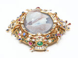 Italian Antique Gold Mounted Cameo With Inset Gems And Enamel