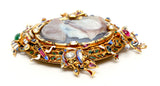 Italian Antique Gold Mounted Cameo With Inset Gems And Enamel