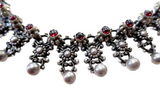 Garnet & Silver Necklace Scheidt Victorian 19th Century