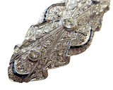Diamond And Sapphire Platinum Brooch Art Deco