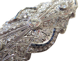 Diamond And Sapphire Platinum Brooch Art Deco