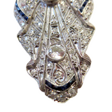 Diamond And Sapphire Platinum Brooch Art Deco