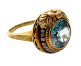 Art Nouveau Zircon Pink Gold And Seed Pear Ring Signed PK