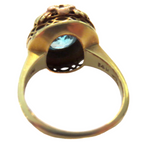 Art Nouveau Zircon Pink Gold And Seed Pear Ring Signed PK