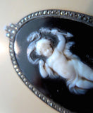Silver & Enamel Vanity Cosmetic Case With Cameo French Circa 1900 Signed