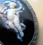 Silver & Enamel Vanity Cosmetic Case With Cameo French Circa 1900 Signed