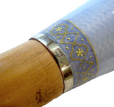 Antique Silver And Enamel Parasol Handle Original Case