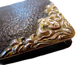 Wallet Leather Sterling Silver Mountings Art Nouveau Maiden