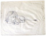 J J Grandville Original Drawing Of A Lion
