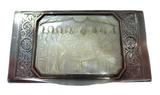Antique Silver Snuff Box Mother Of Pearl "Last Supper"