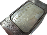 Antique Silver Snuff Box Mother Of Pearl "Last Supper"