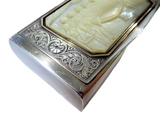 Antique Silver Snuff Box Mother Of Pearl "Last Supper"
