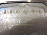 Antique Silver Snuff Box Mother Of Pearl "Last Supper"
