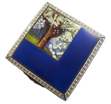 Enamel Vanity Box Art Nouveau Silver French Signed