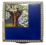 Enamel Vanity Box Art Nouveau Silver French Signed