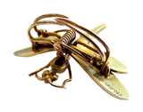 Dragonfly Art Nouveau 14K Brooch Spring Loaded Signed Hedges