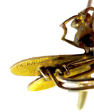 Dragonfly Art Nouveau 14K Brooch Spring Loaded Signed Hedges