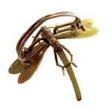 Dragonfly Art Nouveau 14K Brooch Spring Loaded Signed Hedges