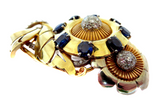 Retro Gold Diamond And Sapphire Brooch