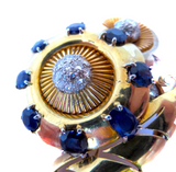 Retro Gold Diamond And Sapphire Brooch