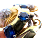 Retro Gold Diamond And Sapphire Brooch