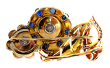 Retro Gold Diamond And Sapphire Brooch