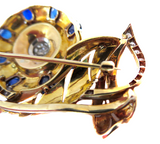 Retro Gold Diamond And Sapphire Brooch
