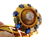 Retro Gold Diamond And Sapphire Brooch