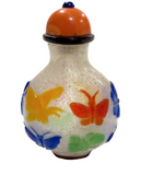 Peking Glass Overlay Snuff Bottle Butterflies 19th Century - Qing