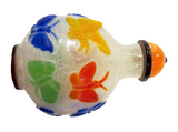 Peking Glass Overlay Snuff Bottle Butterflies 19th Century - Qing