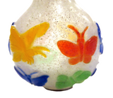 Peking Glass Overlay Snuff Bottle Butterflies 19th Century - Qing