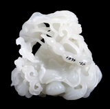 White Jade Bowl Water Coupe Lotus Flowers