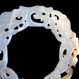 White Jade Dragon Bi Pendant Translucent Han Dynasty