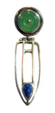 Jadeite Lapis Sterling Pendant Antique - Aesthetic Movement