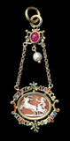 Cameo Gold And Enamel Mounted Pendant Renaissance