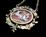 Cameo Gold And Enamel Mounted Pendant Renaissance