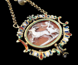 Cameo Gold And Enamel Mounted Pendant Renaissance