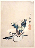 Hiroshige Print Flowers Fish Adonis Plant and Dried Fish