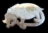 Jade Tiger Or Mythical Beast - Coiled Chinese Antique Pendant Plaque Han