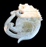 Jade Tiger Or Mythical Beast - Coiled Chinese Antique Pendant Plaque Han
