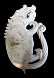 Jade Tiger Or Mythical Beast - Coiled Chinese Antique Pendant Plaque Han