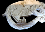 Jade Tiger Or Mythical Beast - Coiled Chinese Antique Pendant Plaque Han